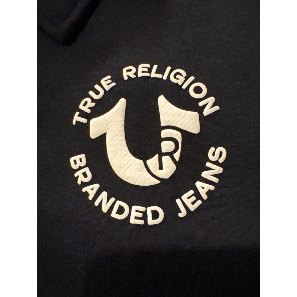 NEW True Religion Varsity Jacket Large‎ NWT Black White Buddha Fleece Size M